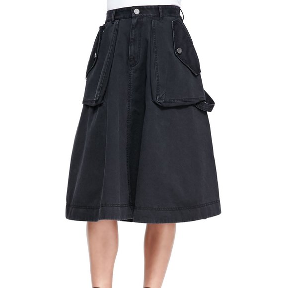 MARC BY MARC JACOBS black cotton midi jean skirt - Picture 1 of 8